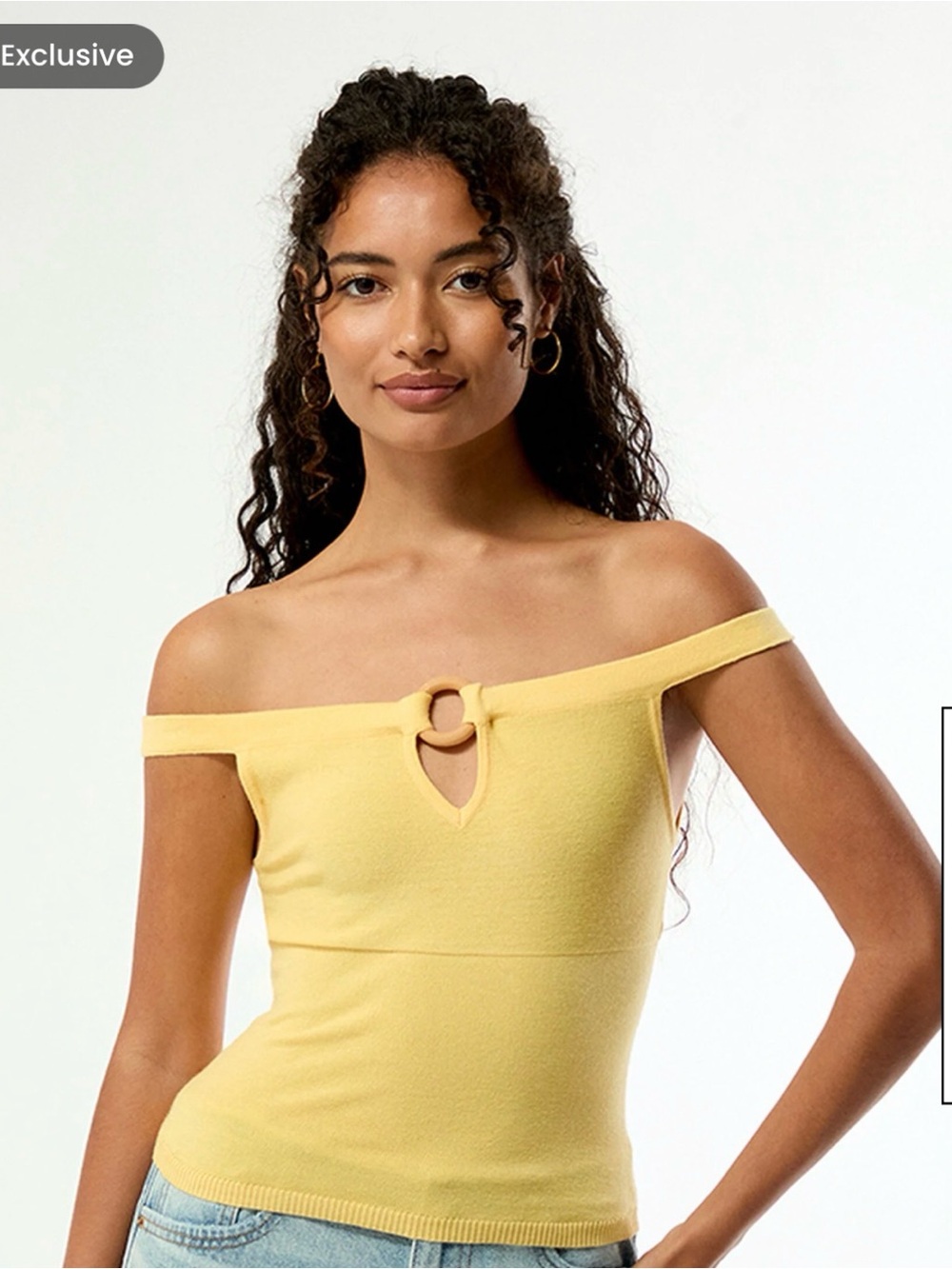 PacSun Yellow Off-Shoulder Ring-Front Knit Cami